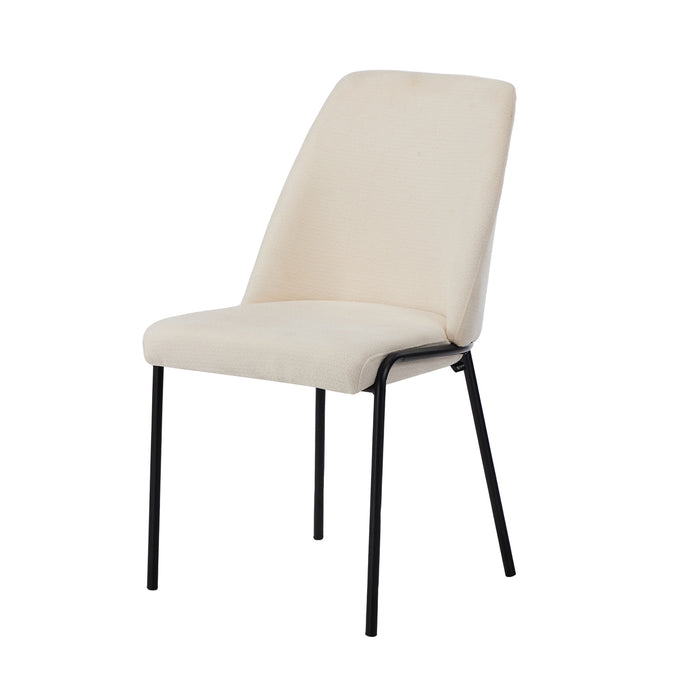 Set Of 6 Dining Chairs Chenille Fabric Kitchen Chair Padded Seat Beige