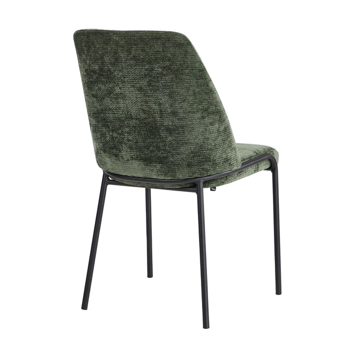 Set Of 2 Dining Chairs Chenille Fabric Kitchen Chair Padded Seat Green