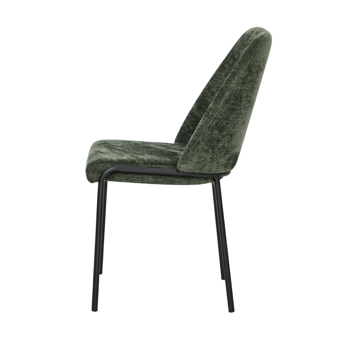 Set Of 6 Dining Chairs Chenille Fabric Kitchen Chair Padded Seat Green