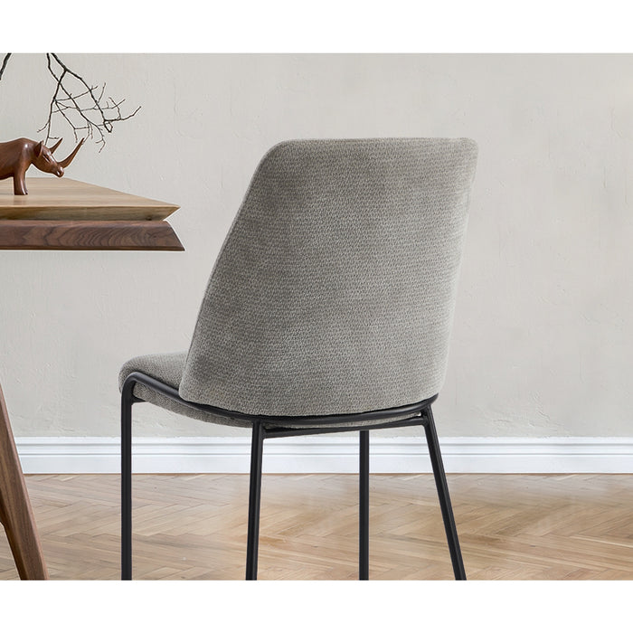 Set Of 2 Dining Chairs Chenille Fabric Kitchen Chair Padded Seat Beige