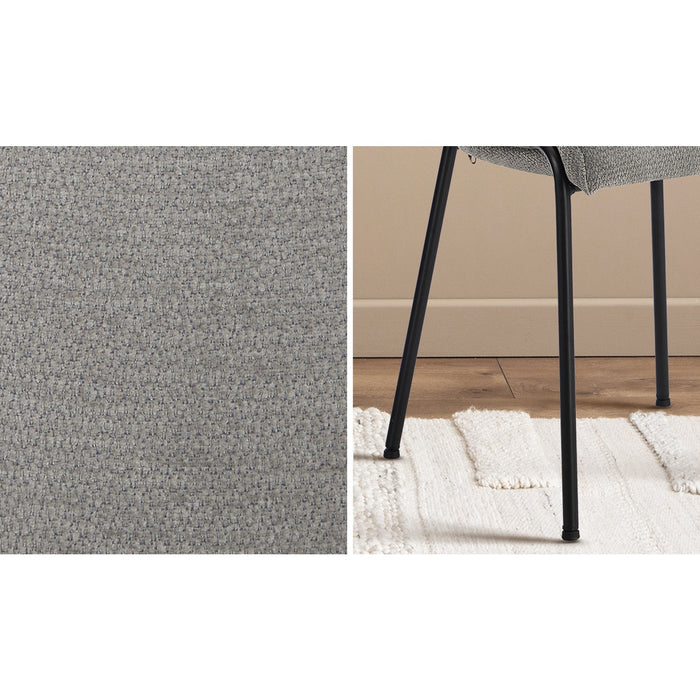 Set Of 2 Dining Chairs Chenille Fabric Kitchen Chair Padded Seat Beige