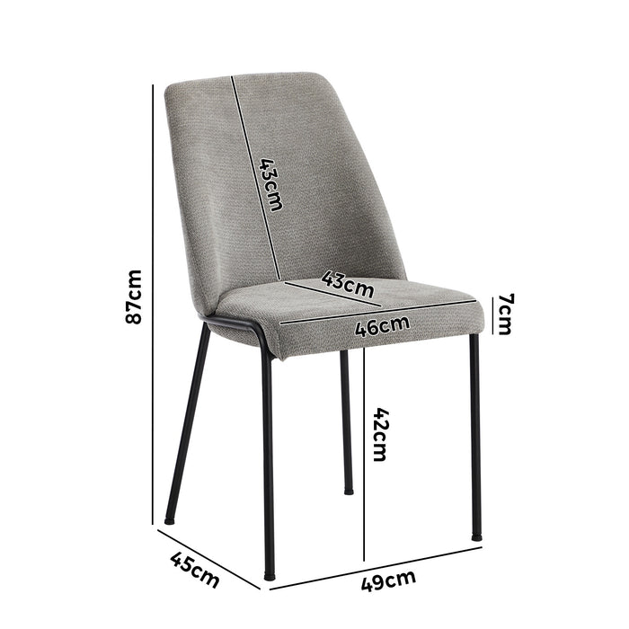 Set Of 2 Dining Chairs Chenille Fabric Kitchen Chair Padded Seat Beige