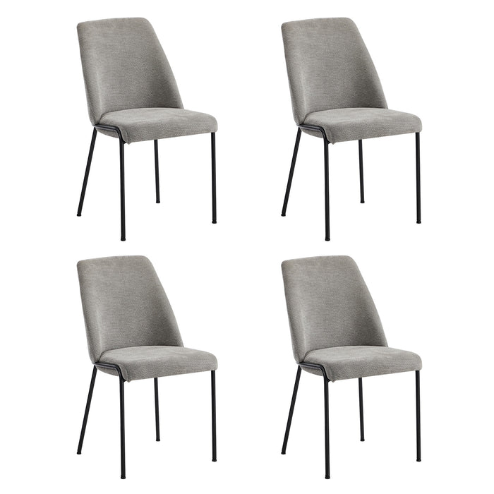 Set Of 4 Dining Chairs Chenille Fabric Kitchen Chair Padded Seat Grey
