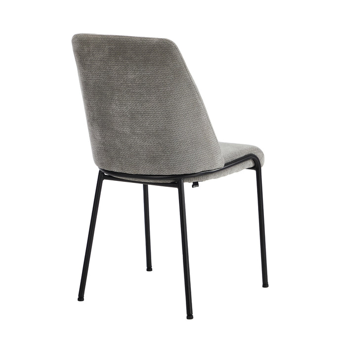 Set Of 4 Dining Chairs Chenille Fabric Kitchen Chair Padded Seat Grey