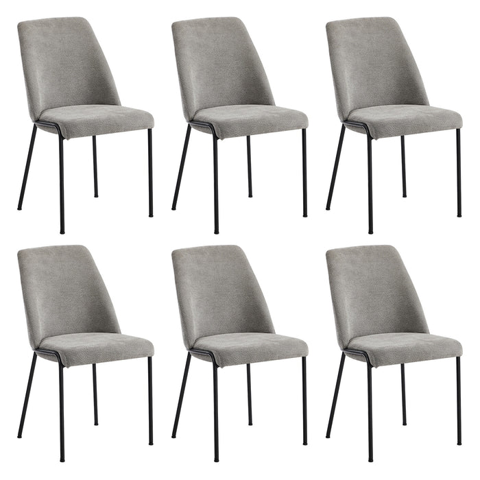 Set Of 6 Dining Chairs Chenille Fabric Kitchen Chair Padded Seat Grey