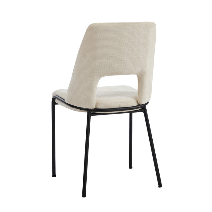 2X Dining Chairs Chenille Fabric Kitchen Side Chair Beige