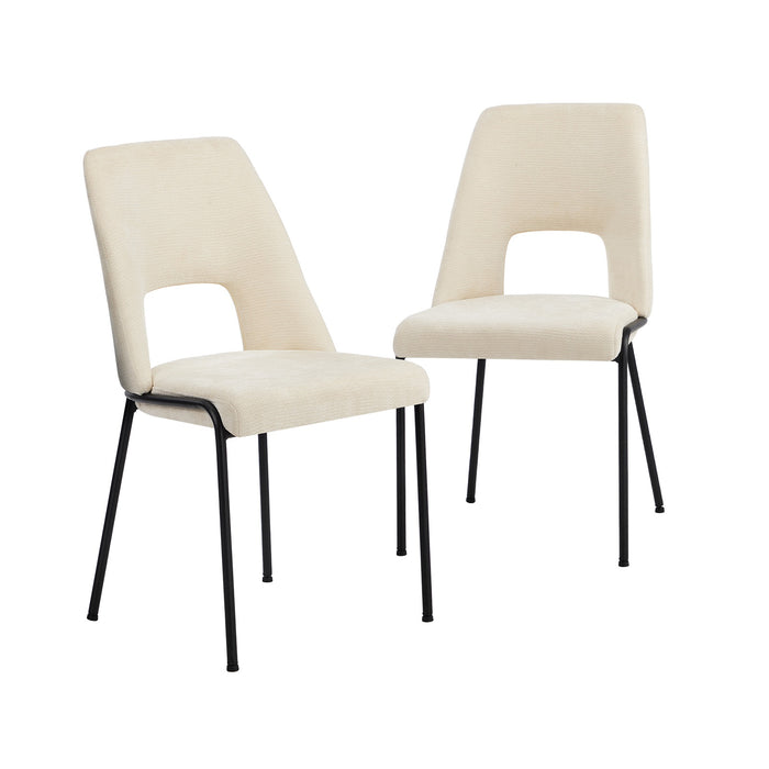 2X Dining Chairs Chenille Fabric Kitchen Side Chair Beige