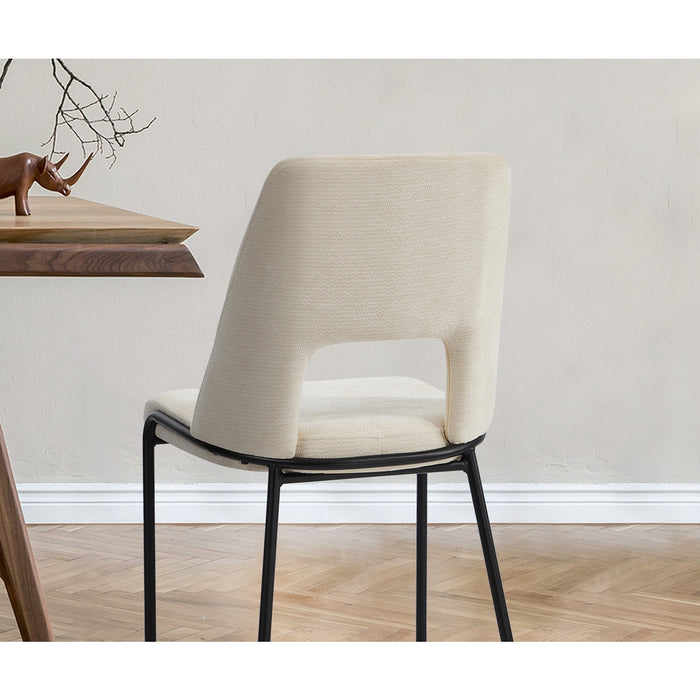 4X Dining Chairs Chenille Fabric Kitchen Side Chair Beige