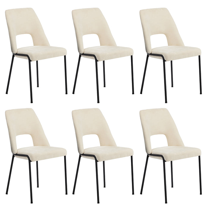 6X Dining Chairs Chenille Fabric Kitchen Side Chair Beige
