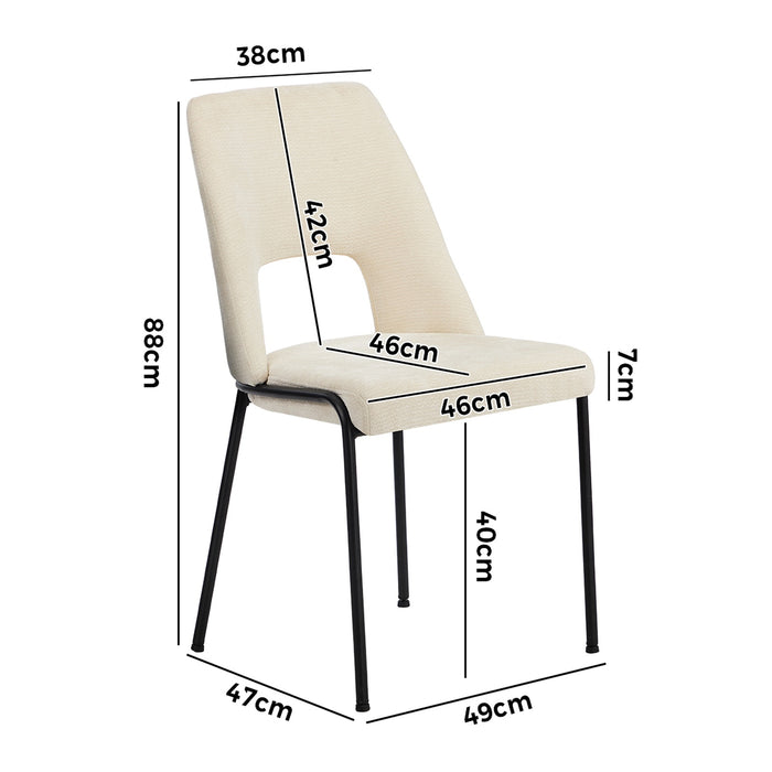 6X Dining Chairs Chenille Fabric Kitchen Side Chair Beige