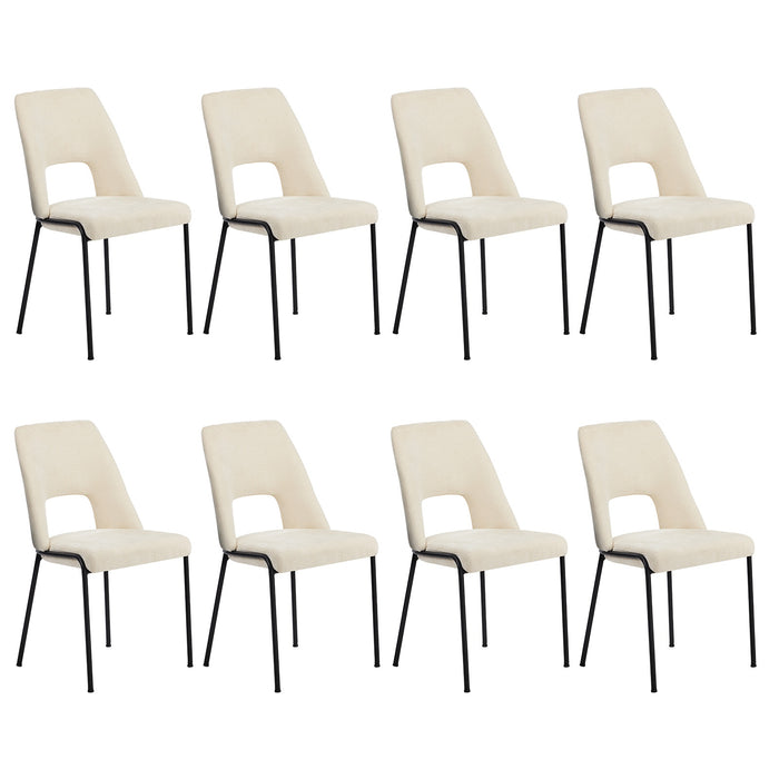 8X Dining Chairs Chenille Fabric Kitchen Side Chair Beige