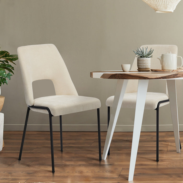 8X Dining Chairs Chenille Fabric Kitchen Side Chair Beige