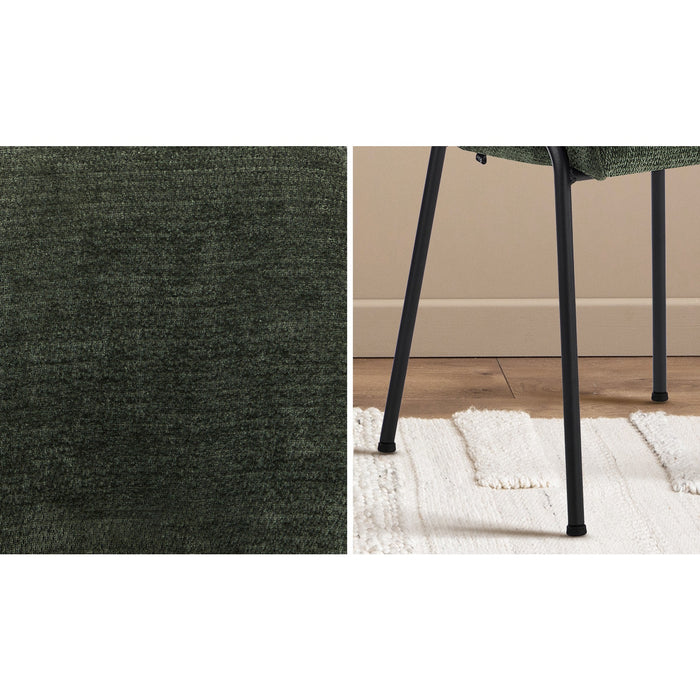 2X Dining Chairs Chenille Fabric Kitchen Side Chair Green
