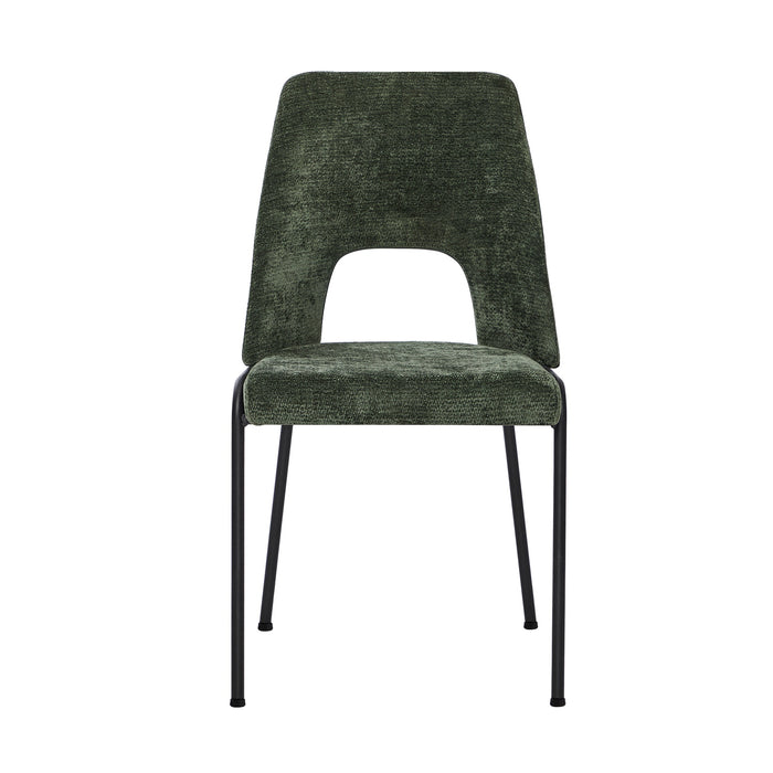 2X Dining Chairs Chenille Fabric Kitchen Side Chair Green