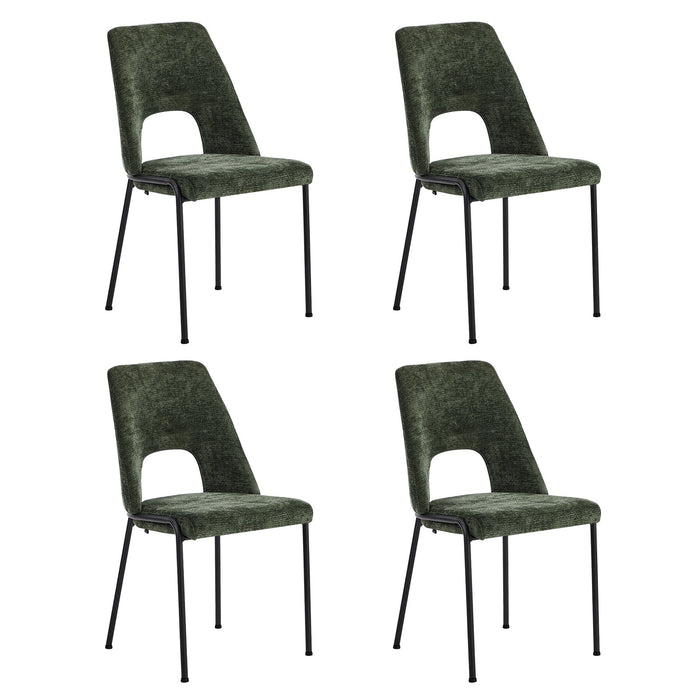 4X Dining Chairs Chenille Fabric Kitchen Side Chair Green