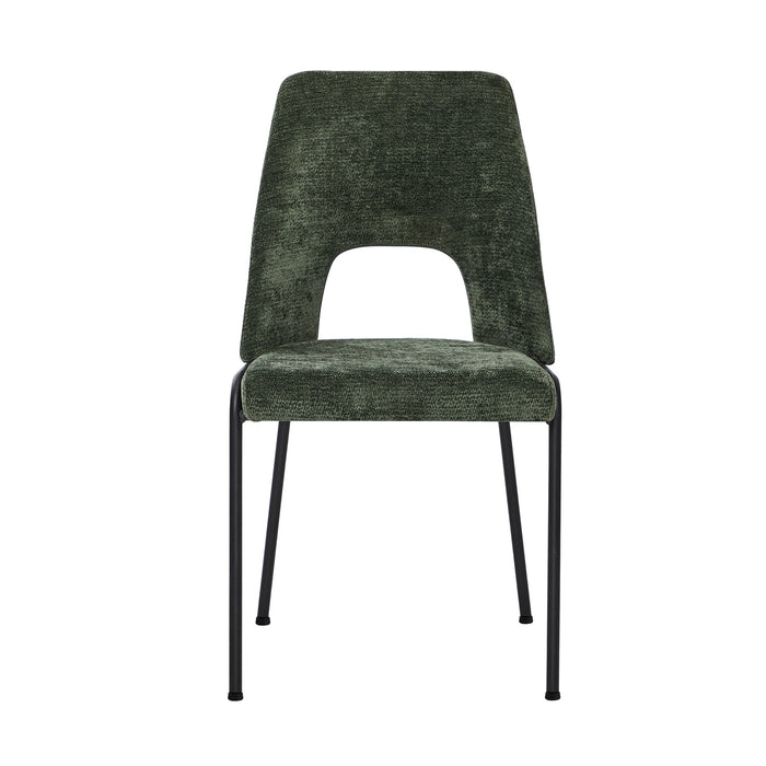 6X Dining Chairs Chenille Fabric Kitchen Side Chair Green