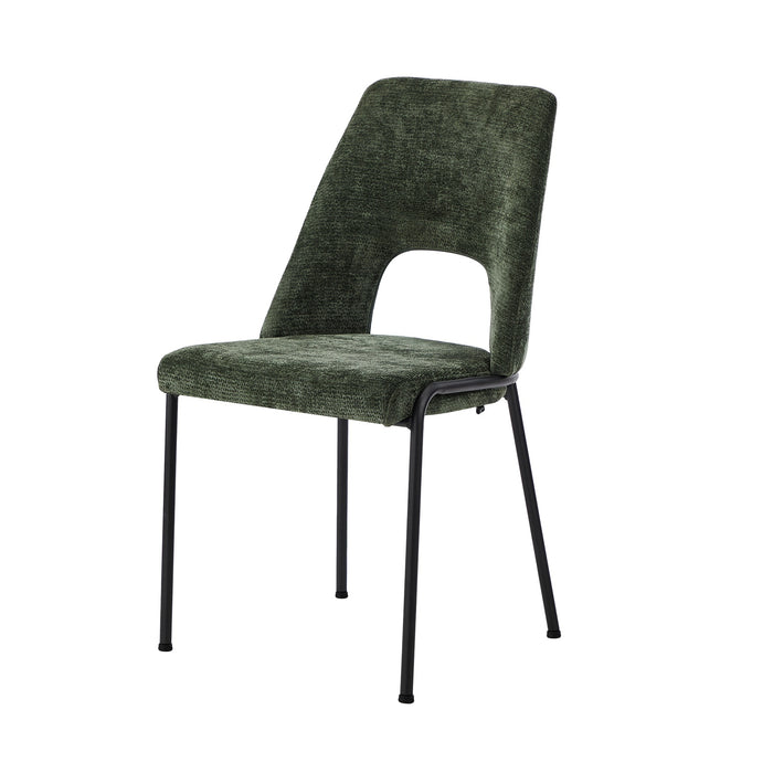 6X Dining Chairs Chenille Fabric Kitchen Side Chair Green