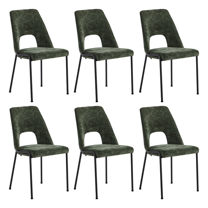 6X Dining Chairs Chenille Fabric Kitchen Side Chair Green