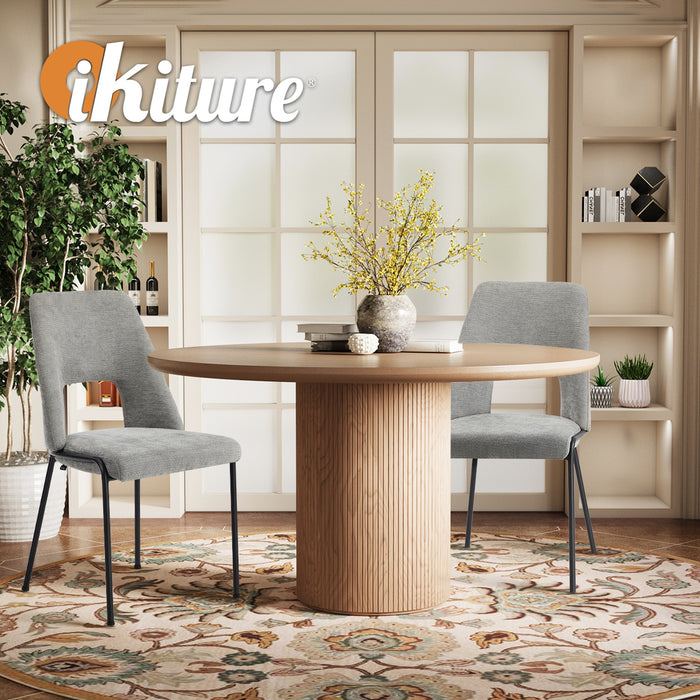 2X Dining Chairs Chenille Fabric Kitchen Side Chair Grey