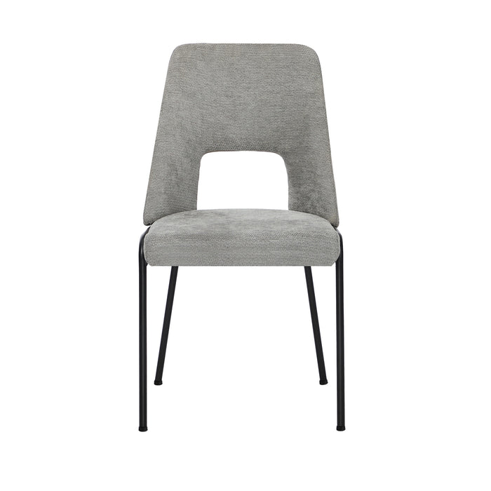 2X Dining Chairs Chenille Fabric Kitchen Side Chair Grey