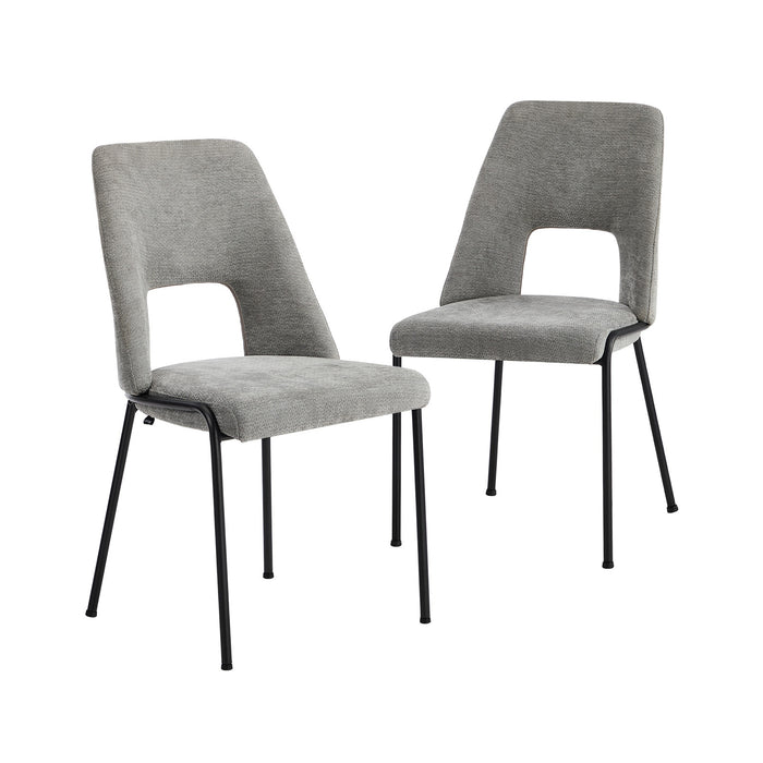 2X Dining Chairs Chenille Fabric Kitchen Side Chair Grey
