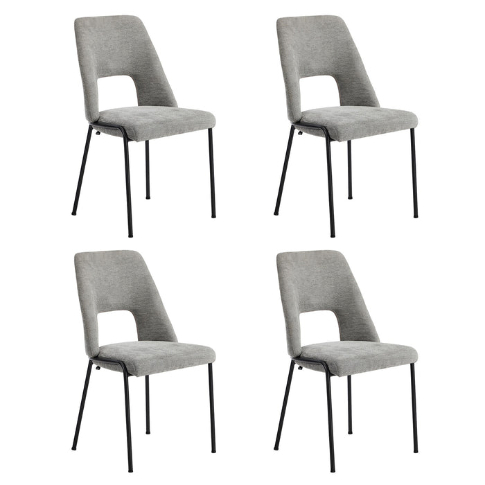 4X Dining Chairs Chenille Fabric Kitchen Side Chair Grey