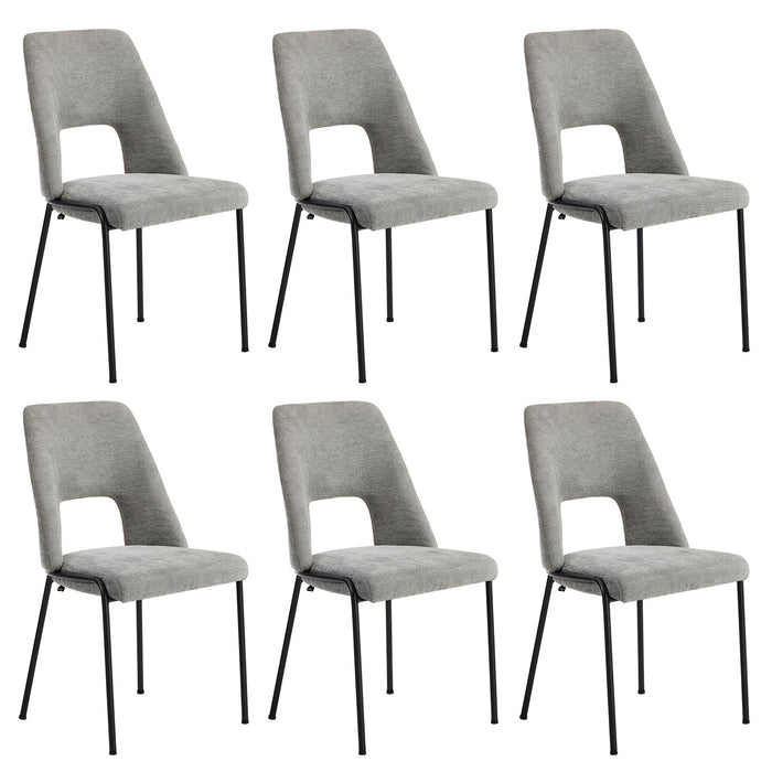 6X Dining Chairs Chenille Fabric Kitchen Side Chair Grey