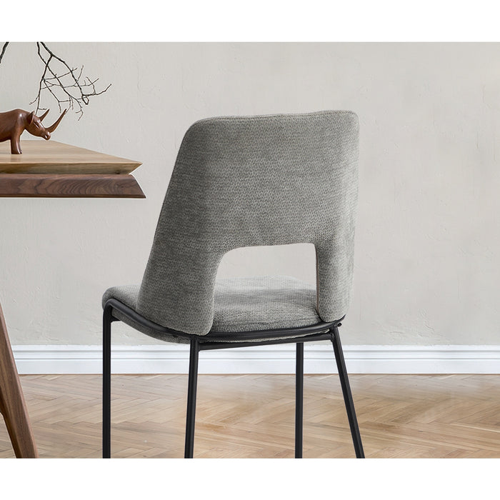 6X Dining Chairs Chenille Fabric Kitchen Side Chair Grey