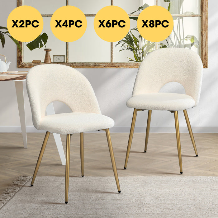 Dining Chairs Accent Chair Armchair Sherpa Golden White