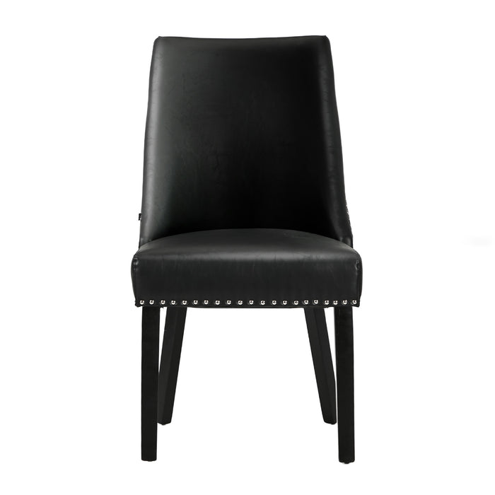 4Pcs Pu Leather Dining Chair Kitchen Padded Seat Winglet Design Black