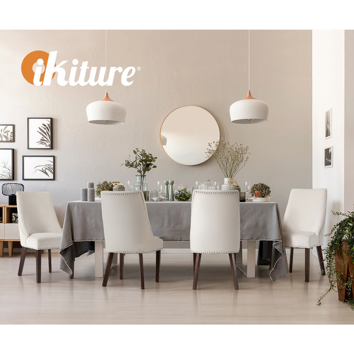 2Pcs Velvet Dining Chair Kitchen Padded Seat Winglet Design Beige