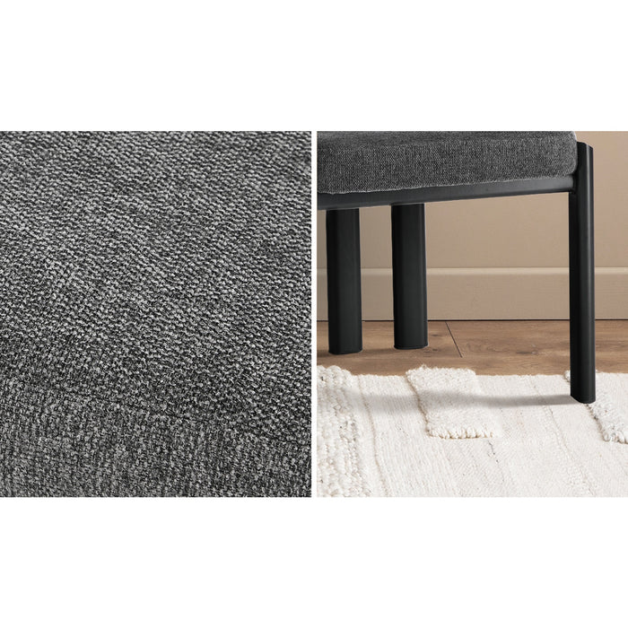 Set Of 2 Dining Chairs Linen Fabric Kitchen Chair Padded Seat Grey