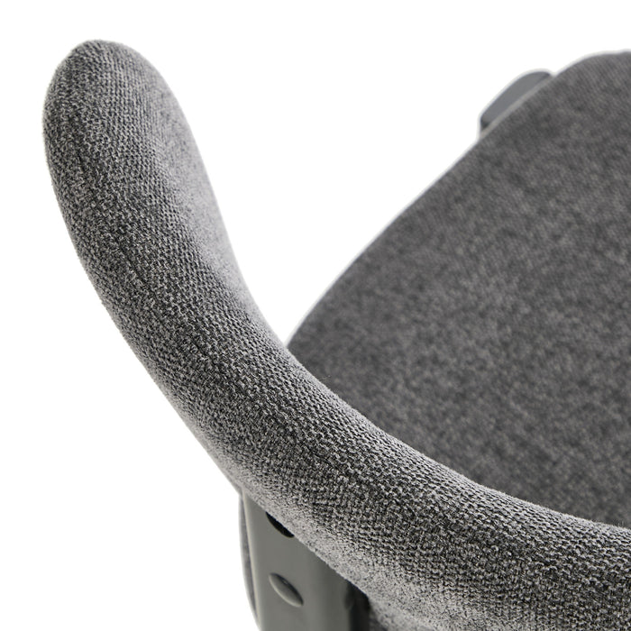 Set Of 2 Dining Chairs Linen Fabric Kitchen Chair Padded Seat Grey