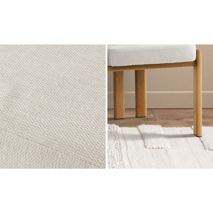 Set Of 2 Dining Chairs Linen Fabric Kitchen Chair Padded Seat Beige