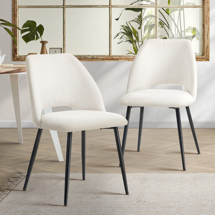 2X Dining Chair Accent Chairs Linen Fabric Biege