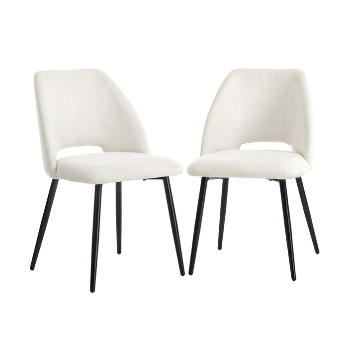 2X Dining Chair Accent Chairs Linen Fabric Biege