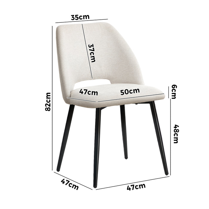 4X Dining Chair Accent Chairs Linen Fabric Biege