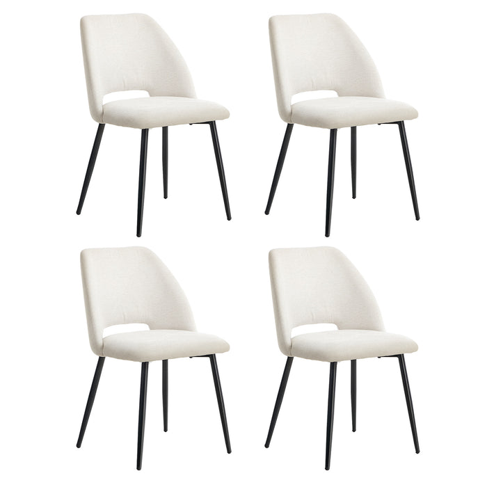 4X Dining Chair Accent Chairs Linen Fabric Biege