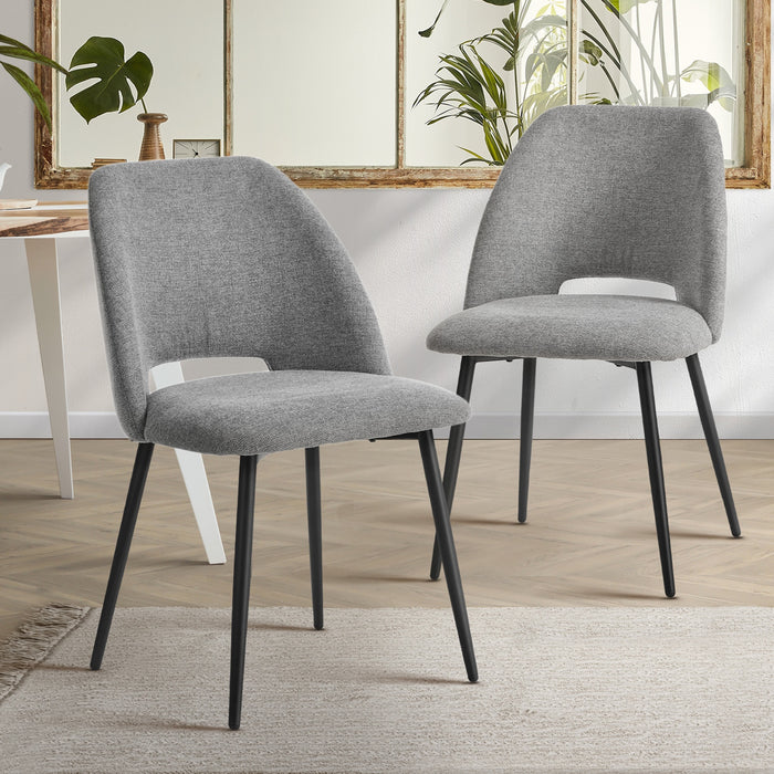2X Dining Chair Accent Chairs Linen Fabric Grey