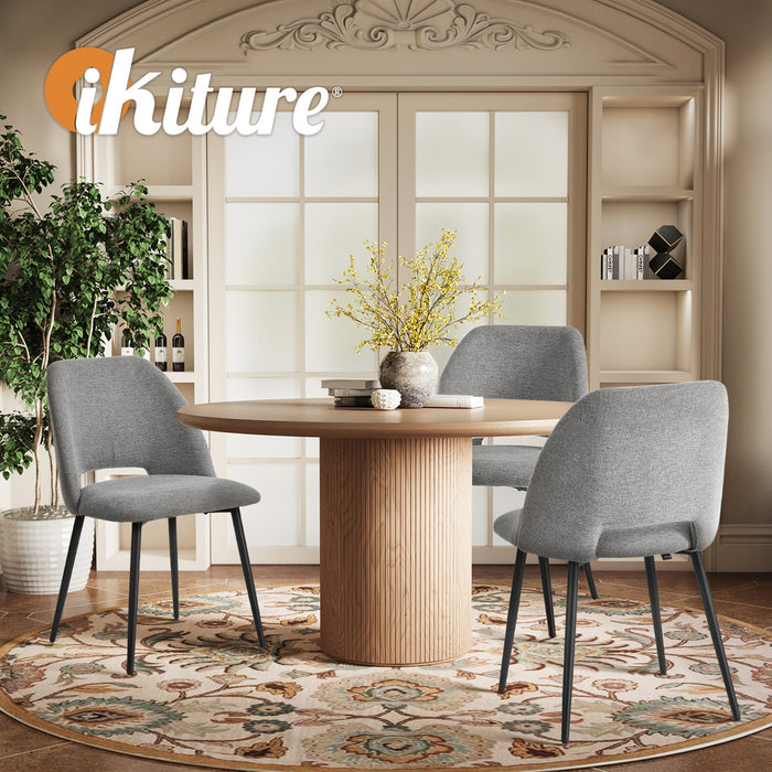 2X Dining Chair Accent Chairs Linen Fabric Grey