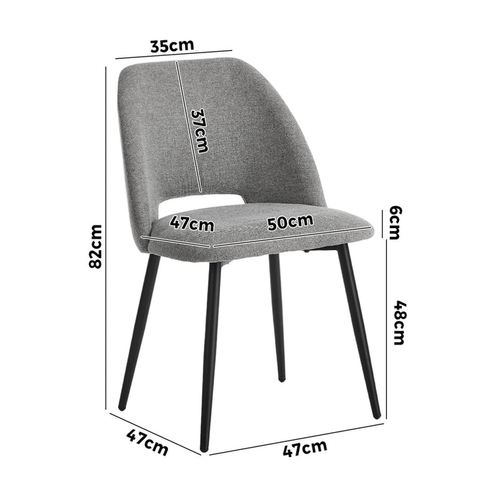 2X Dining Chair Accent Chairs Linen Fabric Grey