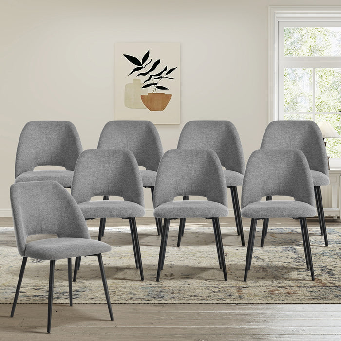 8X Dining Chair Accent Chairs Linen Fabric Grey