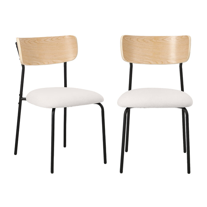 Dining Chairs Kitchen Chair Padded Lounge Seat Corduroy Beige