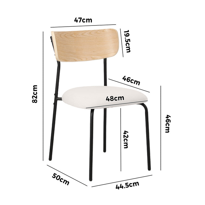 Dining Chairs Kitchen Chair Padded Lounge Seat Corduroy Beige