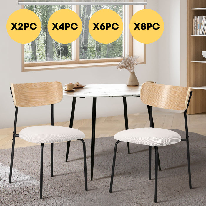 Dining Chairs Kitchen Chair Padded Lounge Seat Corduroy Beige