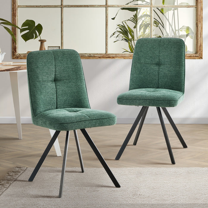 2X Dining Chair Kitchen Seat Linen Fabric Accent Chair Green