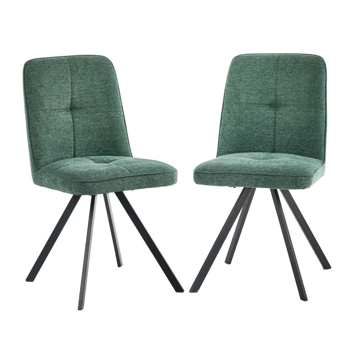 2X Dining Chair Kitchen Seat Linen Fabric Accent Chair Green