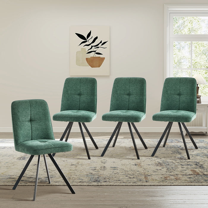 4X Dining Chair Kitchen Seat Linen Fabric Accent Chair Green