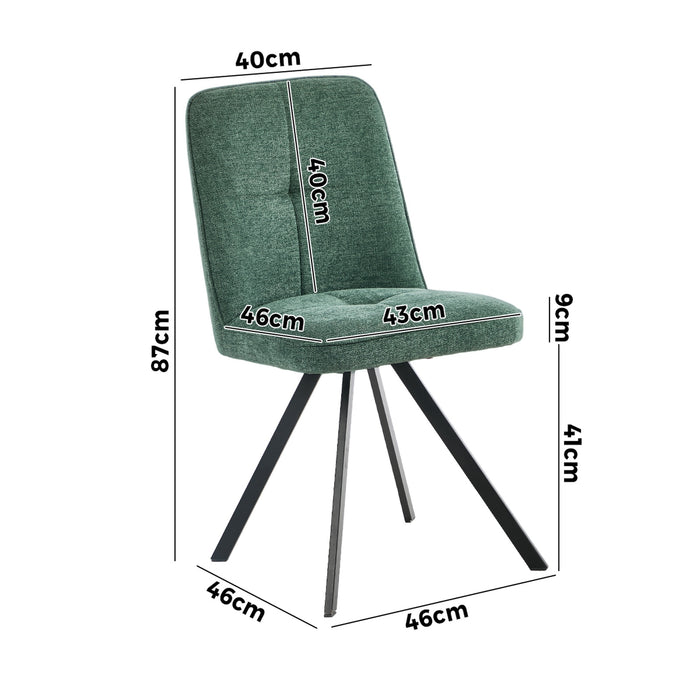 4X Dining Chair Kitchen Seat Linen Fabric Accent Chair Green