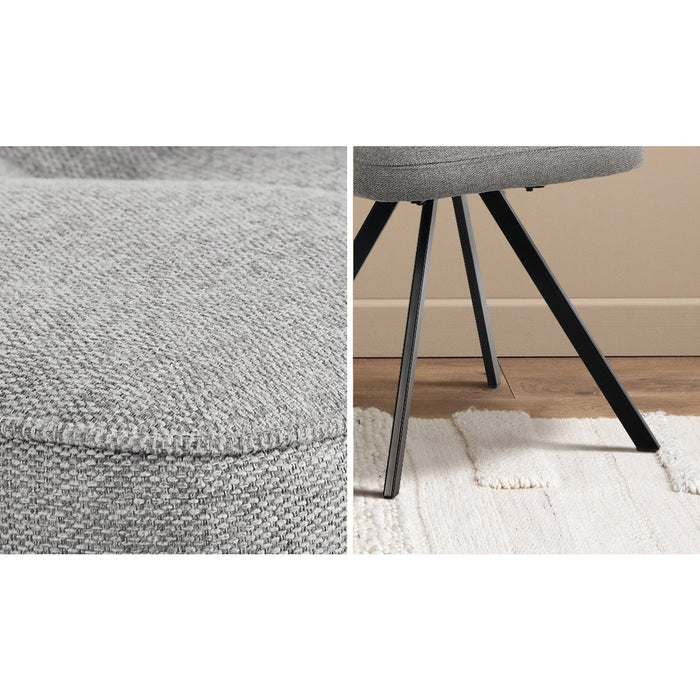 2X Dining Chair Kitchen Seat Linen Fabric Accent Chair Grey